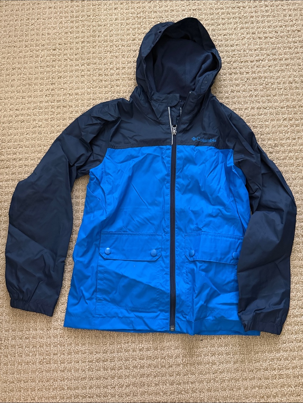 Columbia Kids' Hooded Raincoat - Dark Blue & Bright Blue